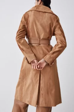 New 🔥 Karen Millen Signature Ponyskin Belted Wrap 🧥 Coat ❤️ -Karen Millen Outlet store bkk06712 camel xl 4