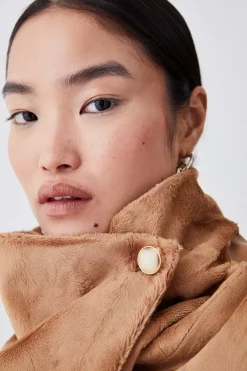 New 🔥 Karen Millen Signature Ponyskin Belted Wrap 🧥 Coat ❤️ -Karen Millen Outlet store bkk06712 camel xl 5