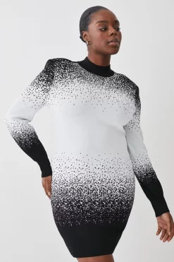 Best Sale 🥰 Karen Millen Plus Size Hotfix Sequin Knit Mini 👗 Dress - mono 🌟