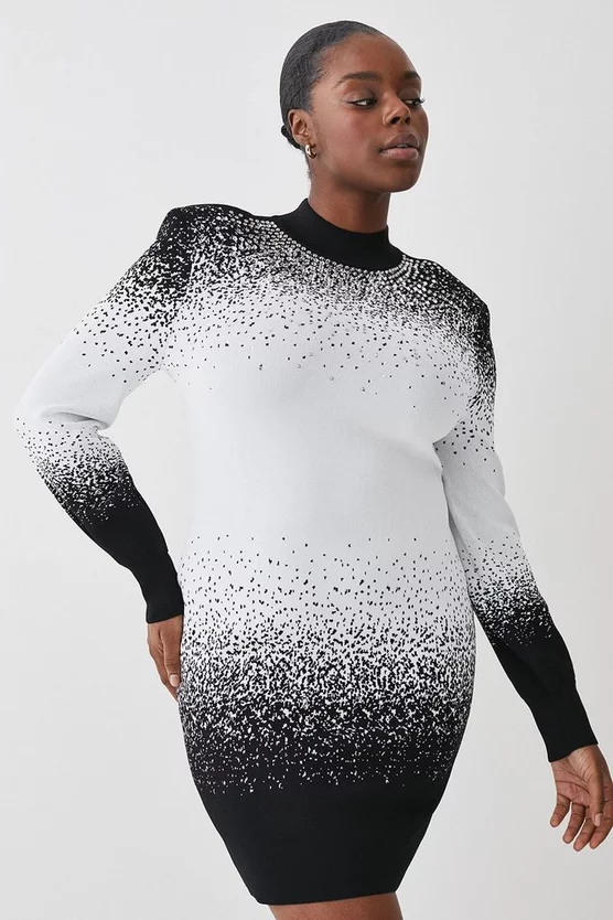 Best Sale 🥰 Karen Millen Plus Size Hotfix Sequin Knit Mini 👗 Dress - mono 🌟 3 Best Sale 🥰 Karen Millen Plus Size Hotfix Sequin Knit Mini 👗 Dress - mono 🌟