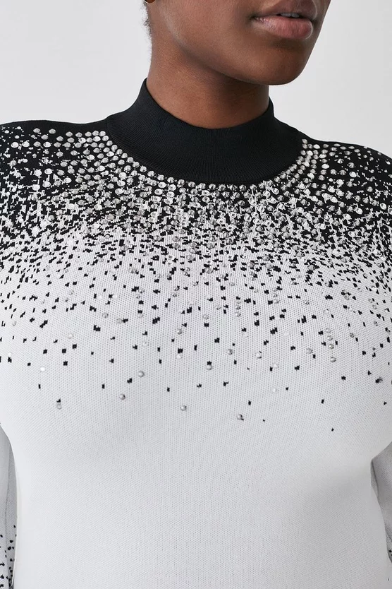 Best Sale 🥰 Karen Millen Plus Size Hotfix Sequin Knit Mini 👗 Dress - mono 🌟 4 Best Sale 🥰 Karen Millen Plus Size Hotfix Sequin Knit Mini 👗 Dress - mono 🌟 - Image 2