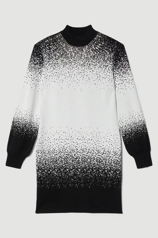 Best Sale 🥰 Karen Millen Plus Size Hotfix Sequin Knit Mini 👗 Dress - mono 🌟 6 Best Sale 🥰 Karen Millen Plus Size Hotfix Sequin Knit Mini 👗 Dress - mono 🌟 - Image 4