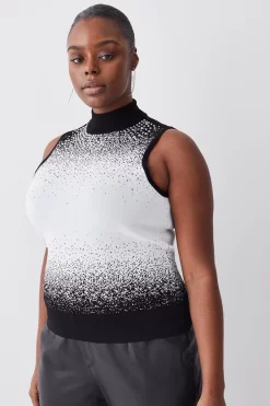 Best deal 🎉 Karen Millen Plus Size Hotfix Sequin Knit High Neck Jumper - mono ✔️