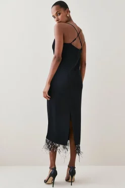 Brand new ⭐ Karen Millen Mono Feather Hem Cowl Neck Cami Midaxi 👗 Dress - black 🤩 -Karen Millen Outlet store bkk06726 black xl 2