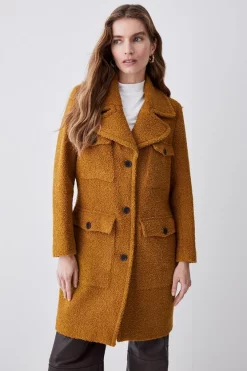 Coupon โจ Karen Millen Boucle Pocket Detail Collared ๐งฅ Coat - mustard ๐งจ