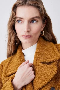 Coupon ✨ Karen Millen Boucle Pocket Detail Collared 🧥 Coat - mustard 🧨 -Karen Millen Outlet store bkk06742 mustard xl 2