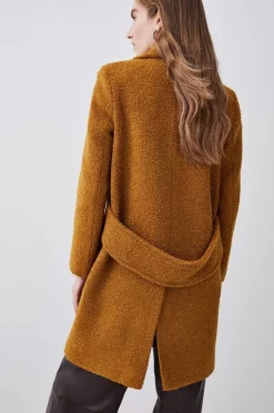 Coupon ✨ Karen Millen Boucle Pocket Detail Collared 🧥 Coat - mustard 🧨 -Karen Millen Outlet store bkk06742 mustard xl 4