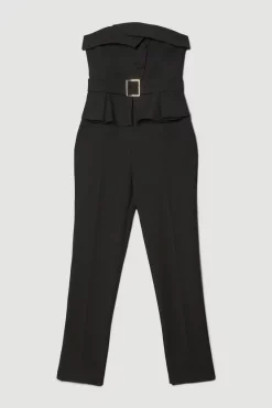 Coupon ❤️ Karen Millen Compact Stretch Peplum Jumpsuit 😉 -Karen Millen Outlet store bkk06748 black xl 3