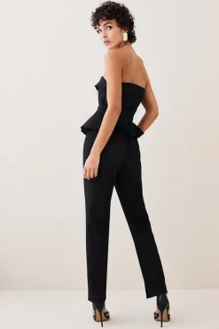 Coupon ❤️ Karen Millen Compact Stretch Peplum Jumpsuit 😉 -Karen Millen Outlet store bkk06748 black xl 5