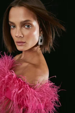 Deals 👍 Karen Millen Compact Stretch Feather Bardot Mini 👗 Dress - pink ⌛ 10 Deals 👍 Karen Millen Compact Stretch Feather Bardot Mini 👗 Dress - pink ⌛ -Karen Millen Outlet store bkk06749 pink xl 2