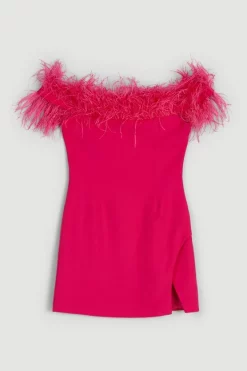 Deals 👍 Karen Millen Compact Stretch Feather Bardot Mini 👗 Dress - pink ⌛ 11 Deals 👍 Karen Millen Compact Stretch Feather Bardot Mini 👗 Dress - pink ⌛ -Karen Millen Outlet store bkk06749 pink xl 3