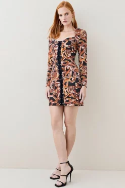 Top 10 😍 Karen Millen Italian Stretch Chain Print Mini 👗 Dress - black ⭐ -Karen Millen Outlet store bkk06752 black xl 2