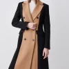 Best deal 👏 Karen Millen Italian Virgin Wool Colourblock Tailored 🧥 Coat - mono 🛒