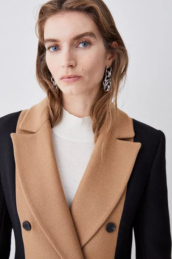 Best deal 👏 Karen Millen Italian Virgin Wool Colourblock Tailored 🧥 Coat - mono 🛒 4 Best deal 👏 Karen Millen Italian Virgin Wool Colourblock Tailored 🧥 Coat - mono 🛒 - Image 2
