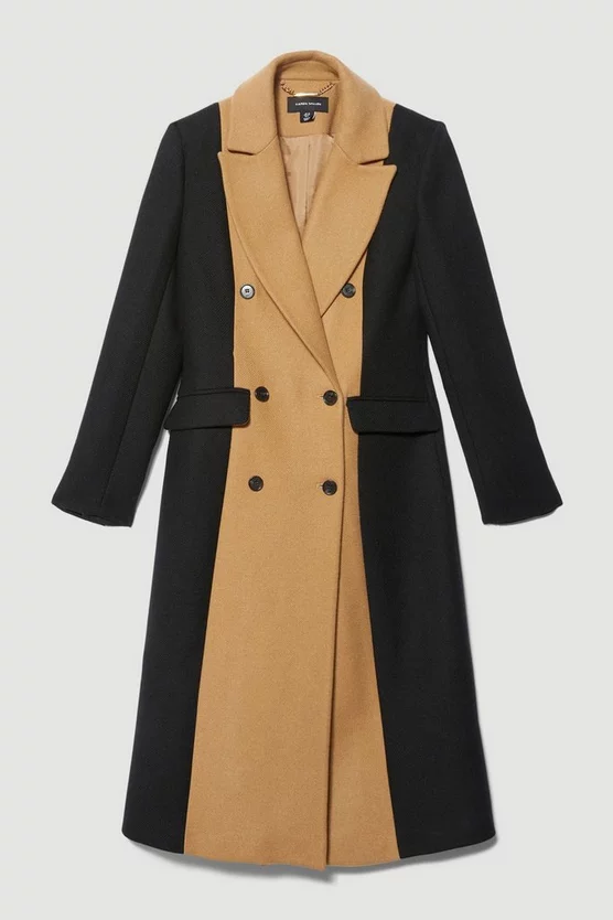 Best deal 👏 Karen Millen Italian Virgin Wool Colourblock Tailored 🧥 Coat - mono 🛒 6 Best deal 👏 Karen Millen Italian Virgin Wool Colourblock Tailored 🧥 Coat - mono 🛒 - Image 4