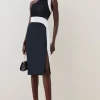 Wholesale 😉 Karen Millen Italian Structured Satin Asymmetric Pencil Midi 👗 Dress ⭐ -Karen Millen Outlet store bkk06845 multi xl