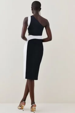 Wholesale 😉 Karen Millen Italian Structured Satin Asymmetric Pencil Midi 👗 Dress ⭐ -Karen Millen Outlet store bkk06845 multi xl 2