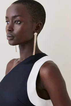 Wholesale 😉 Karen Millen Italian Structured Satin Asymmetric Pencil Midi 👗 Dress ⭐ -Karen Millen Outlet store bkk06845 multi xl 4