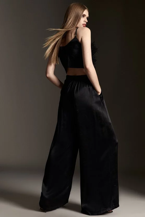 Buy โ Karen Millen Viscose Satin Wide Leg Woven Trousers ๐ 5 Buy โ Karen Millen Viscose Satin Wide Leg Woven Trousers ๐ - Image 3