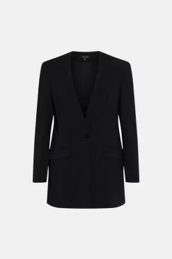 Brand new 🎉 Karen Millen Compact Viscose Collarless Tailored Jacket ✨ -Karen Millen Outlet store bkk06876 black xl 4
