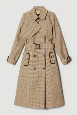 Flash Sale 😀 Karen Millen Wool Check Tailored Trench 🧥 Coat - multi 👏 -Karen Millen Outlet store bkk06891 multi xl 3