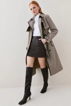 Flash Sale 😀 Karen Millen Wool Check Tailored Trench 🧥 Coat - multi 👏 -Karen Millen Outlet store bkk06891 multi xl 4
