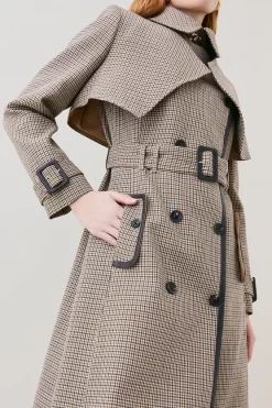 Flash Sale 😀 Karen Millen Wool Check Tailored Trench 🧥 Coat - multi 👏 -Karen Millen Outlet store bkk06891 multi xl 5