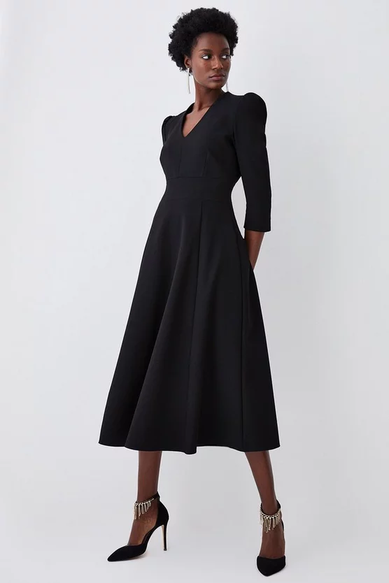 Deals 👍 Karen Millen Structured Crepe Full 👗 Skirted Midi 👗 Dress 🤩 3 Deals 👍 Karen Millen Structured Crepe Full 👗 Skirted Midi 👗 Dress 🤩