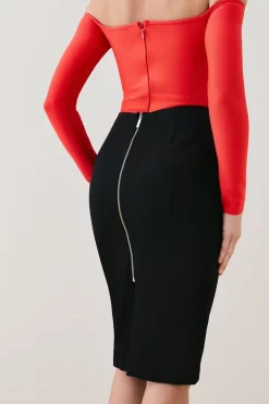 Discount 🔥 Karen Millen Structured Crepe Tailored Midi 👗 Skirt ✨ -Karen Millen Outlet store bkk06920 black xl 2