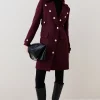 Hot Sale ✨ Karen Millen Italian Wool Military Button Midi 🧥 Coat - fig ✨