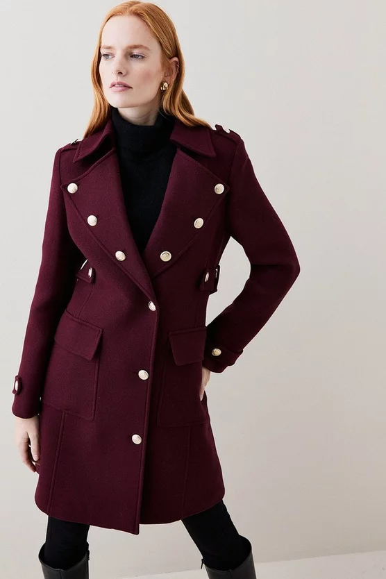 Hot Sale ✨ Karen Millen Italian Wool Military Button Midi 🧥 Coat - fig ✨ 4 Hot Sale ✨ Karen Millen Italian Wool Military Button Midi 🧥 Coat - fig ✨ - Image 2