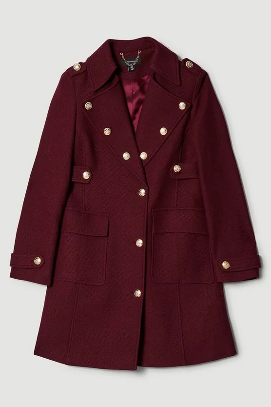 Hot Sale ✨ Karen Millen Italian Wool Military Button Midi 🧥 Coat - fig ✨ 6 Hot Sale ✨ Karen Millen Italian Wool Military Button Midi 🧥 Coat - fig ✨ - Image 4