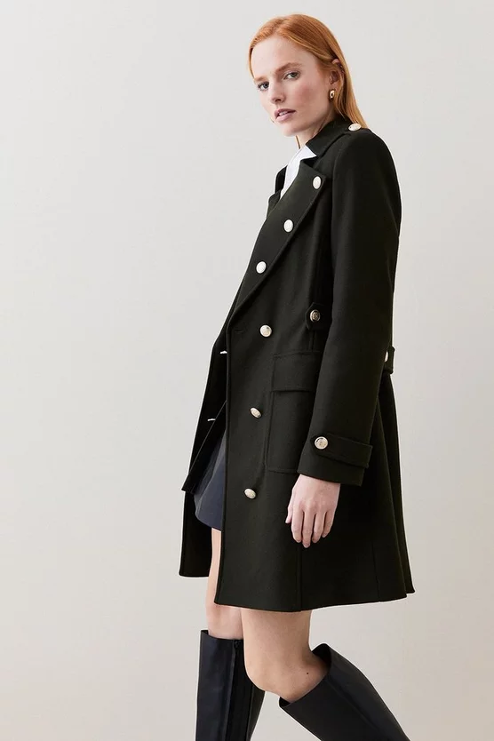Promo 😀 Karen Millen Italian Virgin Wool Military Button Midi 🧥 Coat - khaki ⌛ 5 Promo 😀 Karen Millen Italian Virgin Wool Military Button Midi 🧥 Coat - khaki ⌛ - Image 3