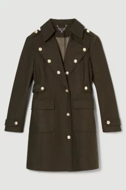 Promo 😀 Karen Millen Italian Virgin Wool Military Button Midi 🧥 Coat - khaki ⌛ 12 Promo 😀 Karen Millen Italian Virgin Wool Military Button Midi 🧥 Coat - khaki ⌛ -Karen Millen Outlet store bkk06935 khaki xl 3