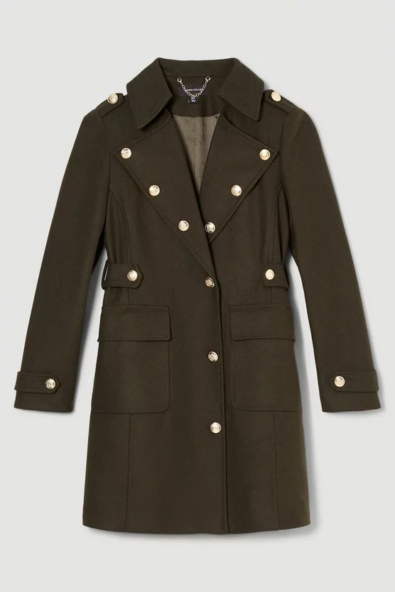 Promo 😀 Karen Millen Italian Virgin Wool Military Button Midi 🧥 Coat - khaki ⌛ 6 Promo 😀 Karen Millen Italian Virgin Wool Military Button Midi 🧥 Coat - khaki ⌛ - Image 4