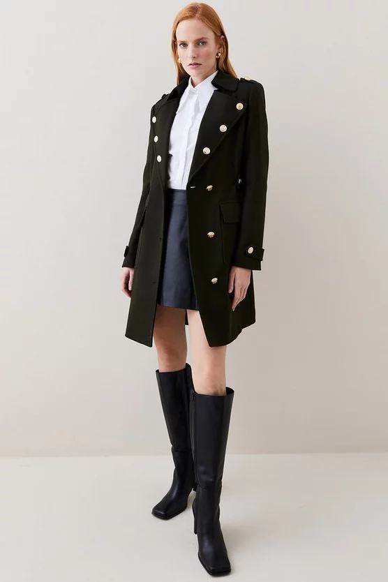 Promo 😀 Karen Millen Italian Virgin Wool Military Button Midi 🧥 Coat - khaki ⌛ 8 Promo 😀 Karen Millen Italian Virgin Wool Military Button Midi 🧥 Coat - khaki ⌛ - Image 6