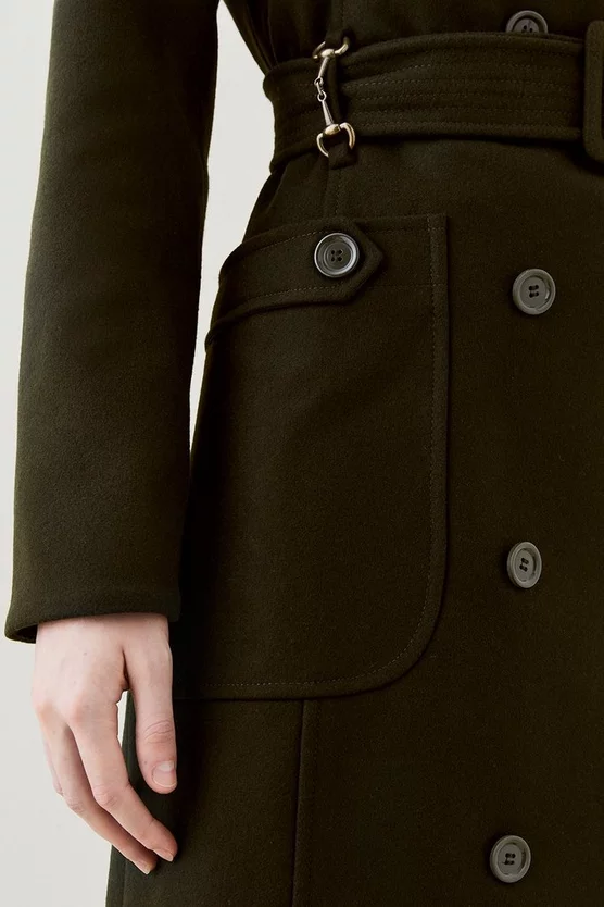 New ✔️ Karen Millen Italian Virgin Wool Collared Belted 🧥 Coat - khaki 🔥 4 New ✔️ Karen Millen Italian Virgin Wool Collared Belted 🧥 Coat - khaki 🔥 - Image 2