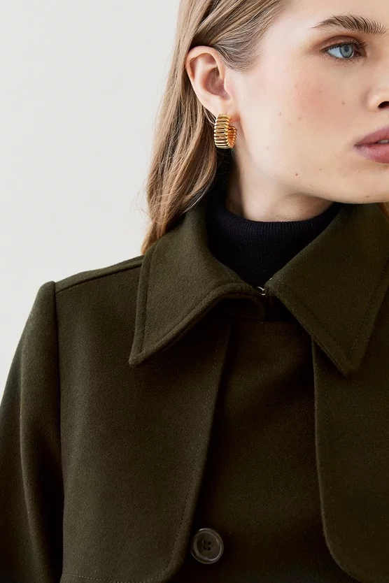 New ✔️ Karen Millen Italian Virgin Wool Collared Belted 🧥 Coat - khaki 🔥 7 New ✔️ Karen Millen Italian Virgin Wool Collared Belted 🧥 Coat - khaki 🔥 - Image 5