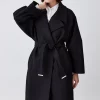 Cheapest ⌛ Karen Millen Italian Virgin Wool Raglan Sleeve 🧥 Coat - black ⭐ -Karen Millen Outlet store bkk06951 black xl