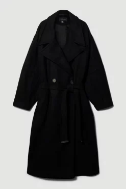 Cheapest ⌛ Karen Millen Italian Virgin Wool Raglan Sleeve 🧥 Coat - black ⭐ -Karen Millen Outlet store bkk06951 black xl 3