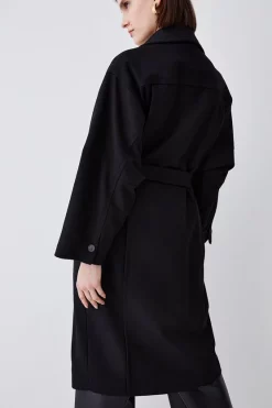 Cheapest ⌛ Karen Millen Italian Virgin Wool Raglan Sleeve 🧥 Coat - black ⭐ -Karen Millen Outlet store bkk06951 black xl 4