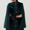 Wholesale ๐ Karen Millen Italian Wool Shearling Mix Belted Cape - forest โ 2 Wholesale ๐ Karen Millen Italian Wool Shearling Mix Belted Cape - forest โ -Karen Millen Outlet store bkk06953 forest xl