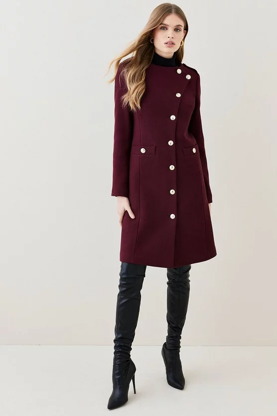 Promo 😀 Karen Millen Italian Wool Military Button Up Midi 🧥 Coat - fig 🔔 5 Promo 😀 Karen Millen Italian Wool Military Button Up Midi 🧥 Coat - fig 🔔 - Image 3