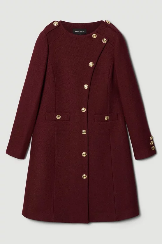 Promo 😀 Karen Millen Italian Wool Military Button Up Midi 🧥 Coat - fig 🔔 6 Promo 😀 Karen Millen Italian Wool Military Button Up Midi 🧥 Coat - fig 🔔 - Image 4