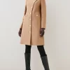 Best deal 😀 Karen Millen Italian Virgin Wool Button Up Midi 🧥 Coat - camel 😉 -Karen Millen Outlet store bkk06955 camel xl