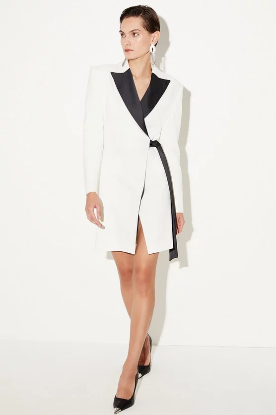 Best Sale ⌛ Karen Millen Satin Tux Tie Side Mini 👗 Dress 🥰 5 Best Sale ⌛ Karen Millen Satin Tux Tie Side Mini 👗 Dress 🥰 - Image 3