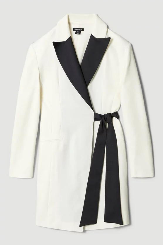 Best Sale ⌛ Karen Millen Satin Tux Tie Side Mini 👗 Dress 🥰 6 Best Sale ⌛ Karen Millen Satin Tux Tie Side Mini 👗 Dress 🥰 - Image 4