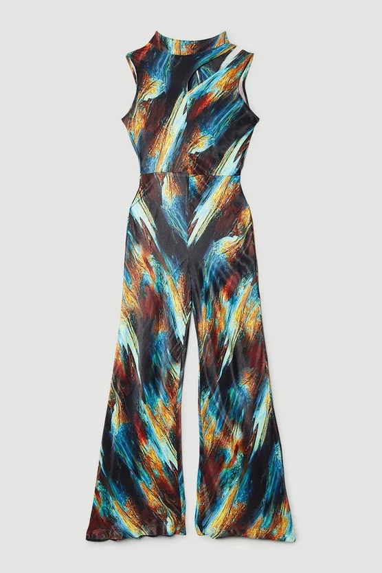 Hot Sale 🎁 Karen Millen Marble Viscose Satin High Neck Jumpsuit - multi 🎉 6 Hot Sale 🎁 Karen Millen Marble Viscose Satin High Neck Jumpsuit - multi 🎉 - Image 4