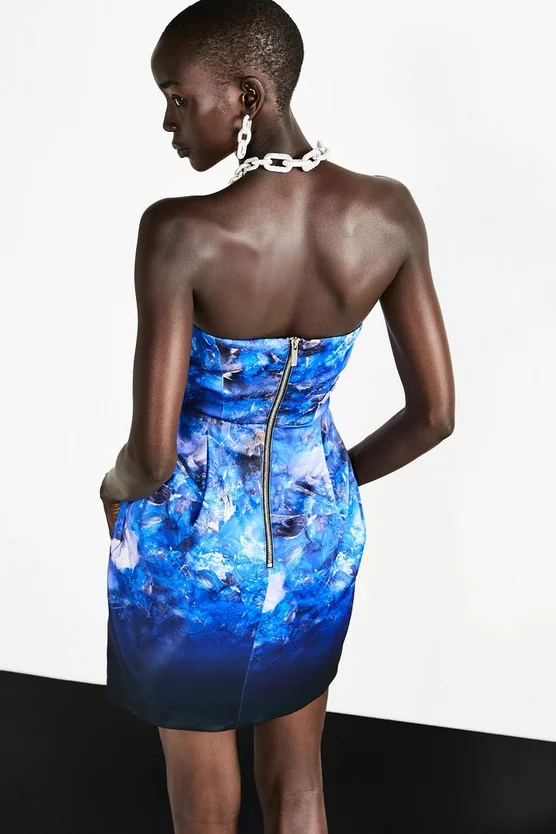 New โ๏ธ Karen Millen Weston Placed Crystal Print Bardot Mini ๐ Dress - black โค๏ธ 5 New โ๏ธ Karen Millen Weston Placed Crystal Print Bardot Mini ๐ Dress - black โค๏ธ - Image 3