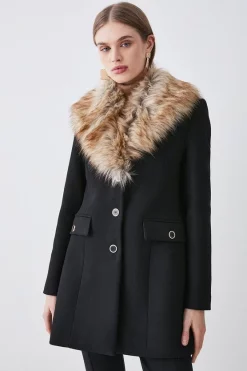 Outlet โค๏ธ Karen Millen Italian Wool Mix Faux Fur Collar Short ๐งฅ Coat ๐ 13 Outlet โค๏ธ Karen Millen Italian Wool Mix Faux Fur Collar Short ๐งฅ Coat ๐ -Karen Millen Outlet store bkk07030 black xl 2